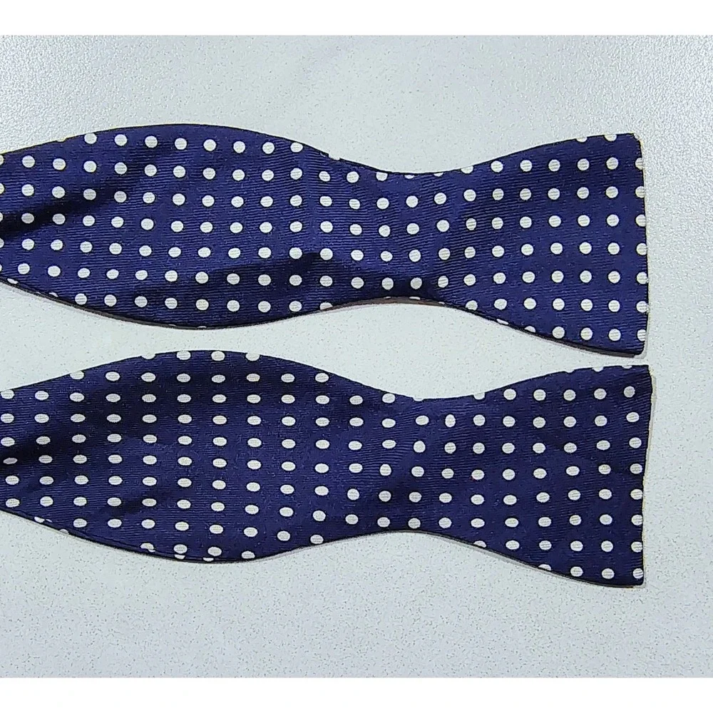 Polo Ralph Lauren Polka Dot  Silk Bow Tie Blue Mens Made In Italy Adjustable